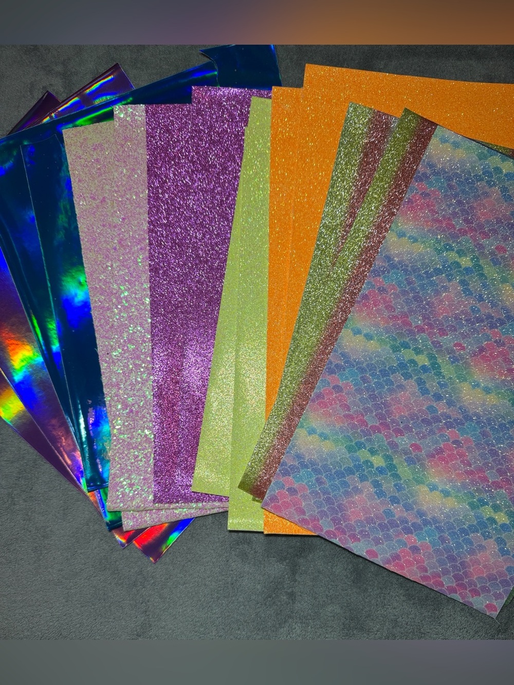 15 sheets faux leather Multicolor Glitter and Holographic fabric Craft Sheets